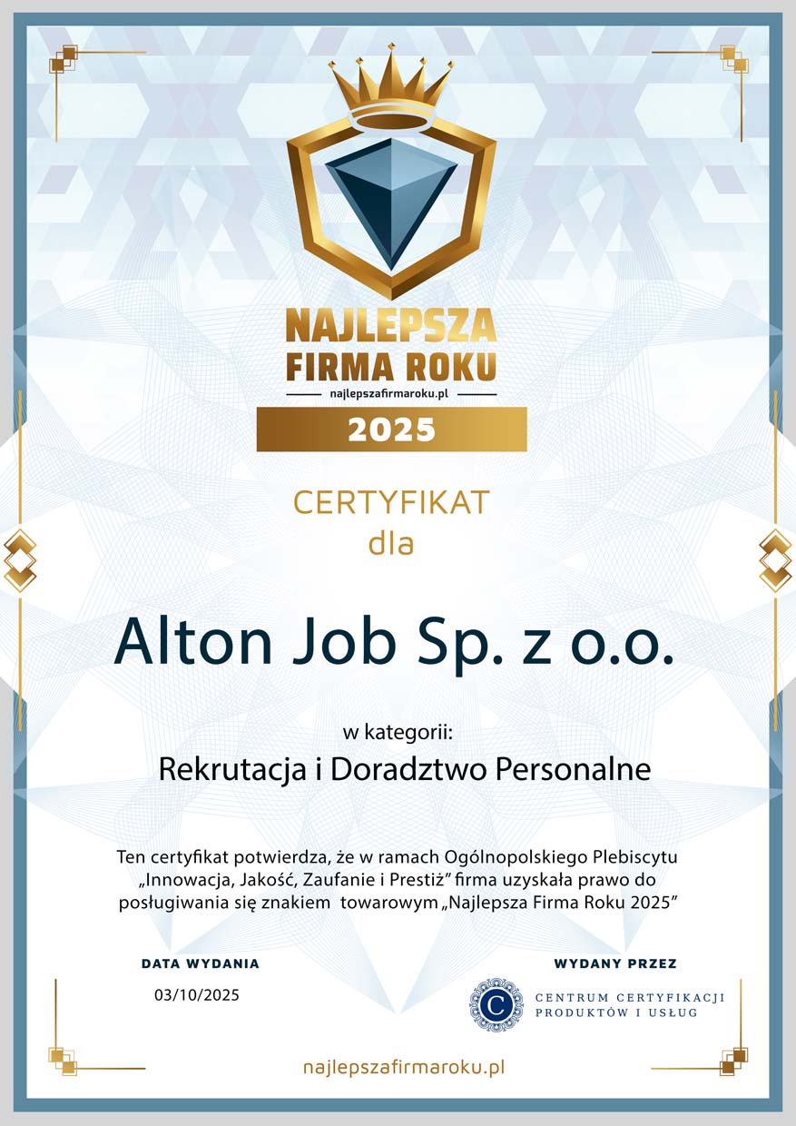 Certyfikat — Alton Job